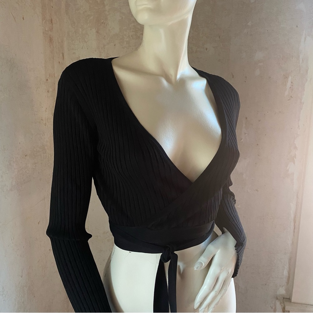 BCBGMaxAzria Black Wrap Blouse